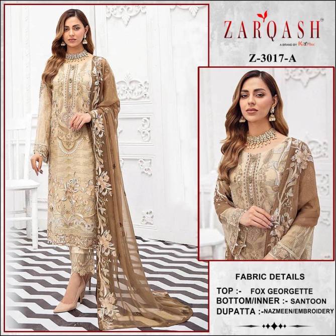 Zarkash Z 3017 Pakistani Salwar Suits Catalog